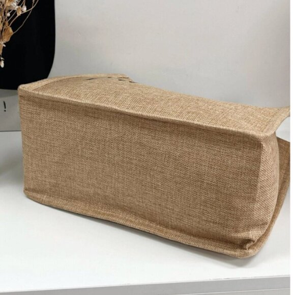 Mama Linen Shopping Tote Bag Button Closure Inside Zip Pocket - Picture 3 of 6